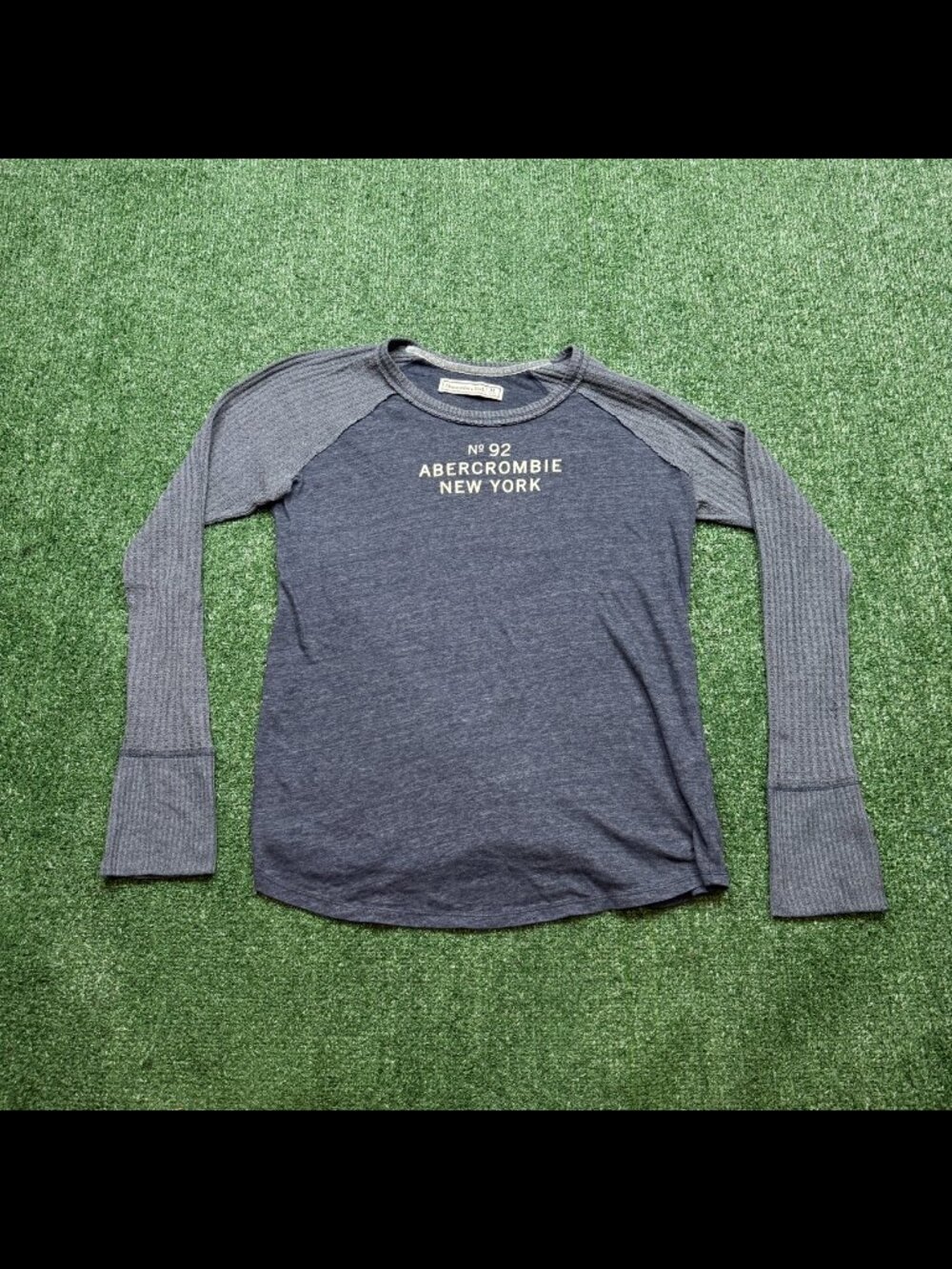 Vintage Abercrombie Fitch Raglan Shirt Womens Size M Blue Long Sleeve